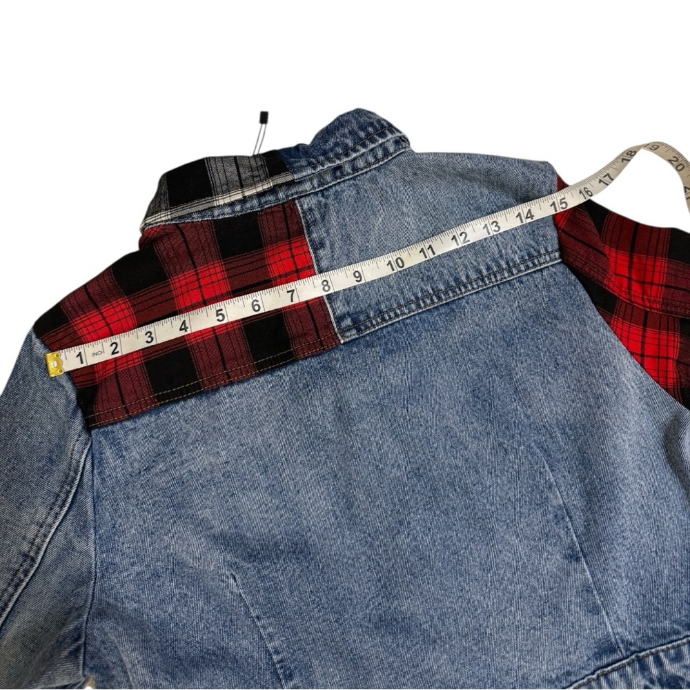 AKIRA Patchwork Plaid Denim Mini Dress - Picture 11 of 12